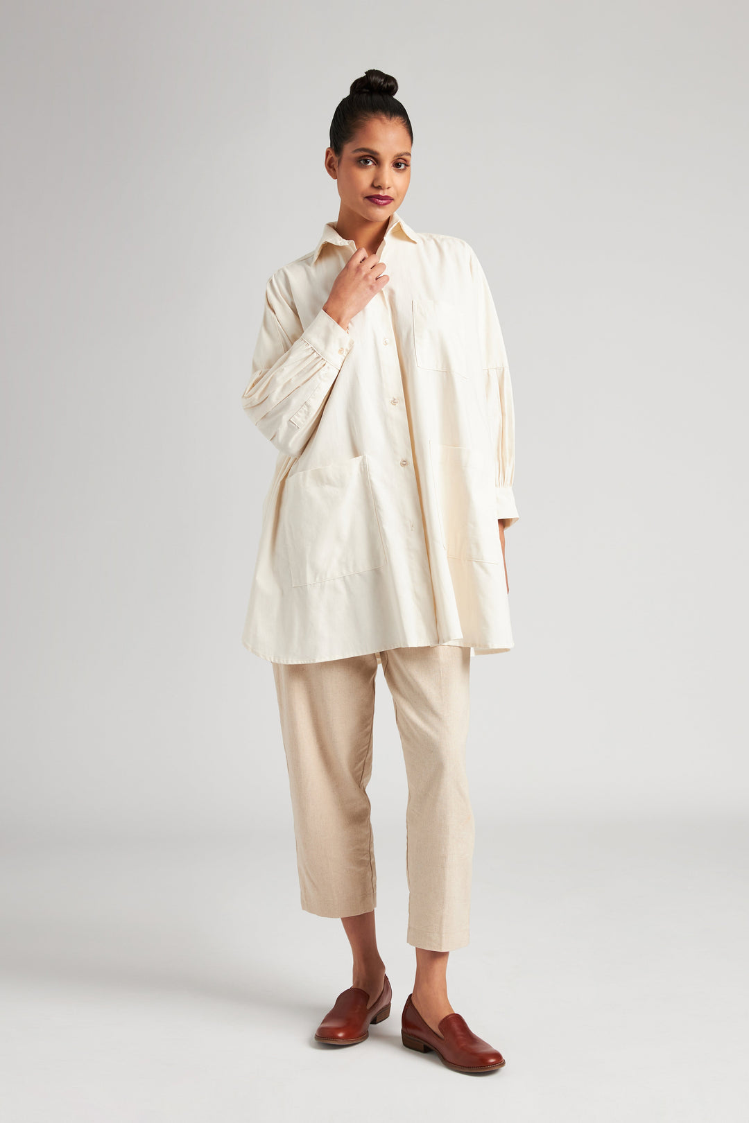 Organic Cotton Smock Blouse - Natural