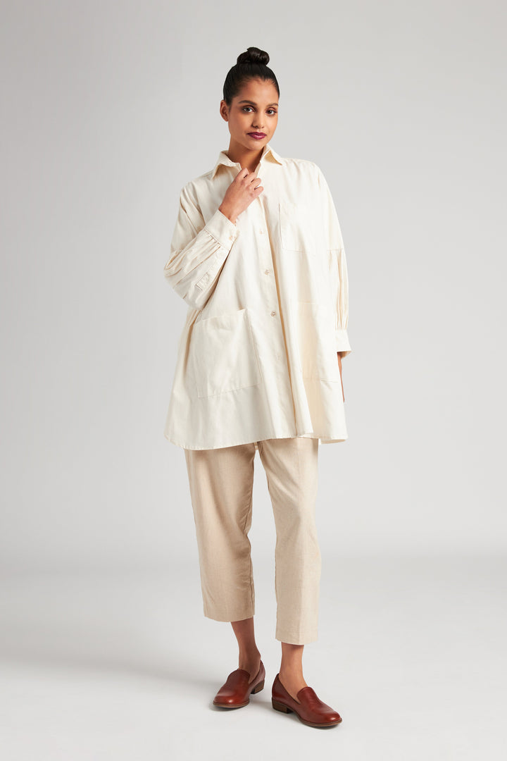 Organic Cotton Smock Blouse - Natural