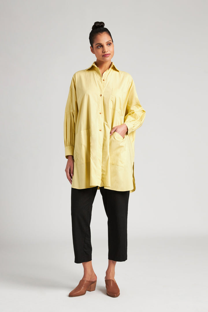 Cotton Smock Blouse - Celery