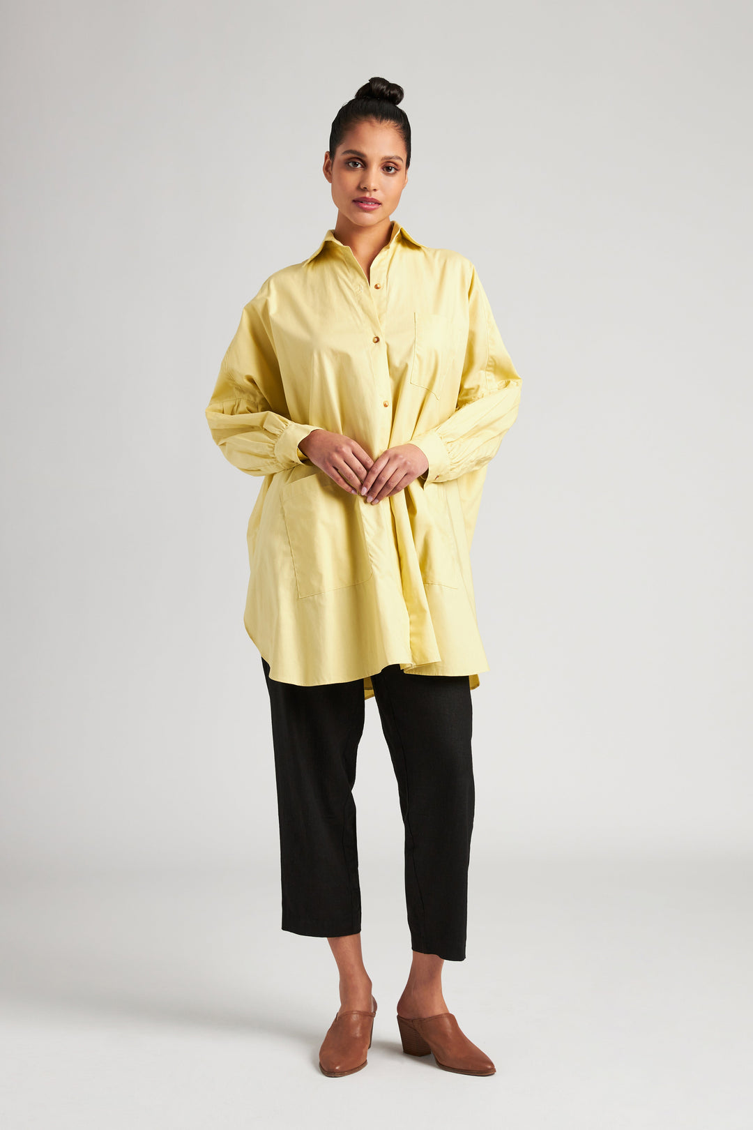 Cotton Smock Blouse - Celery