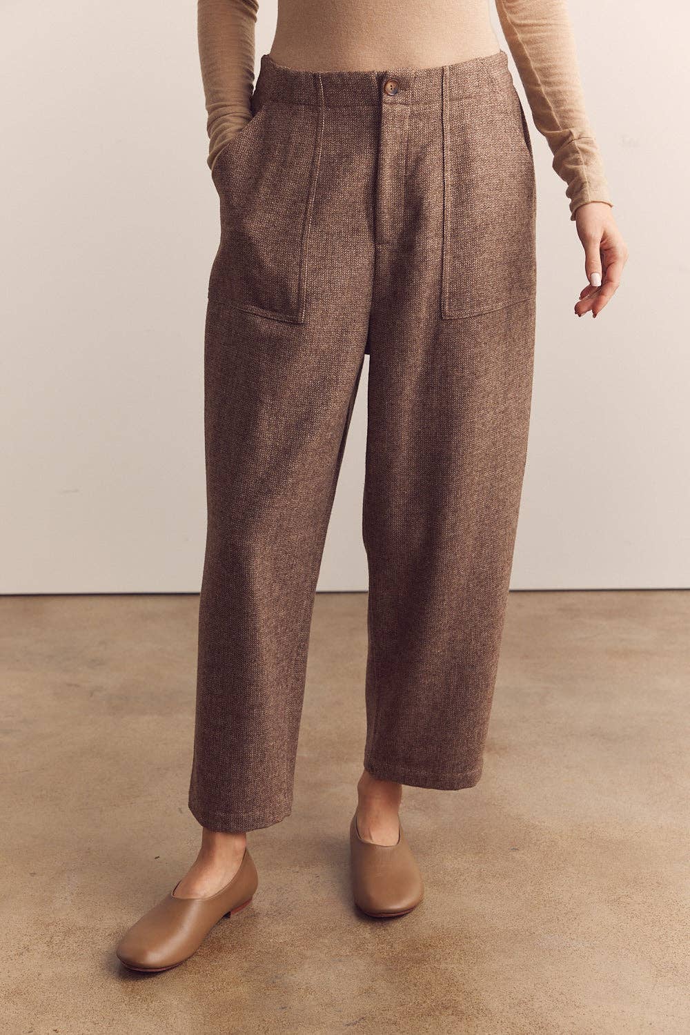 Wool Blend Herringbone Pants