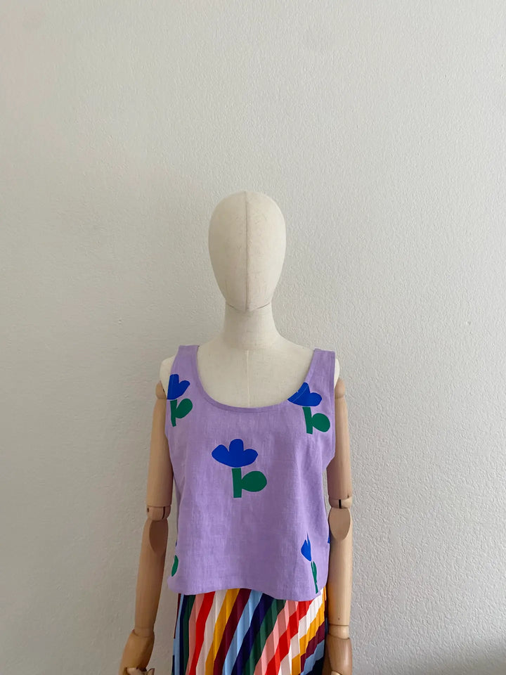 Lilac Linen Top