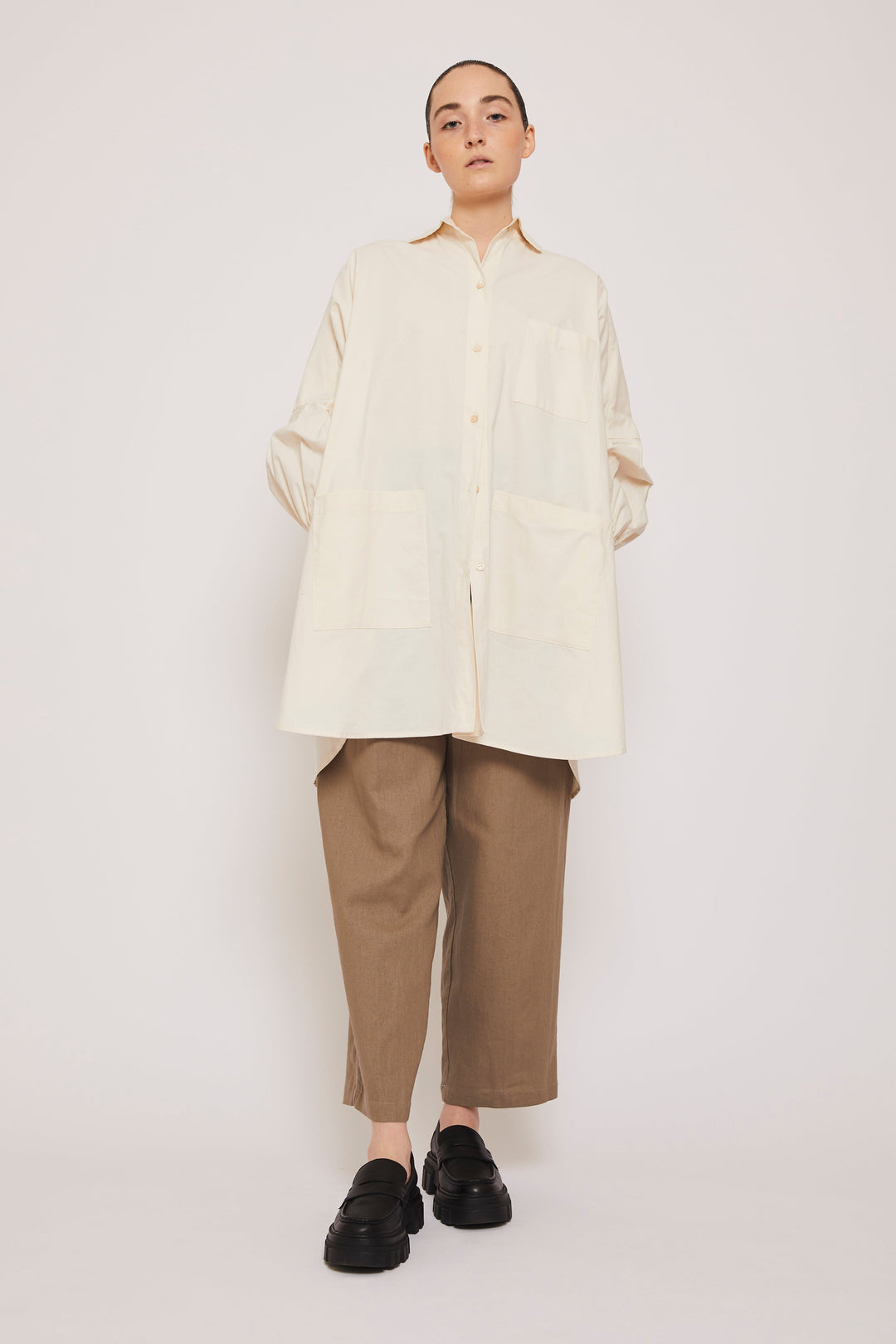 Organic Cotton Smock Blouse - Natural