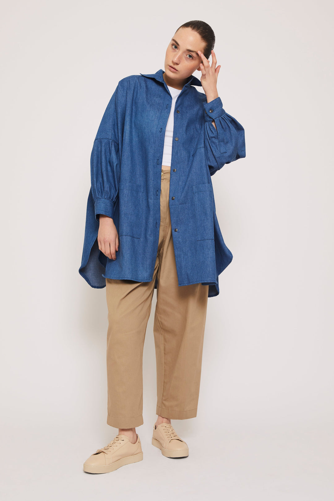 Denim Smock Blouse - Indigo