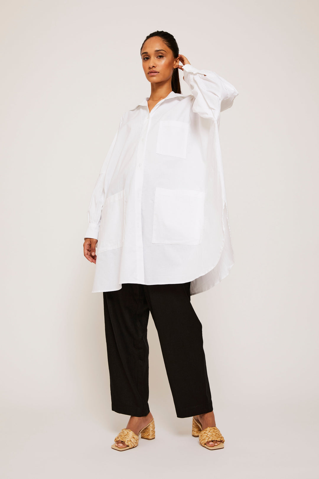 Cotton Smock Blouse - White