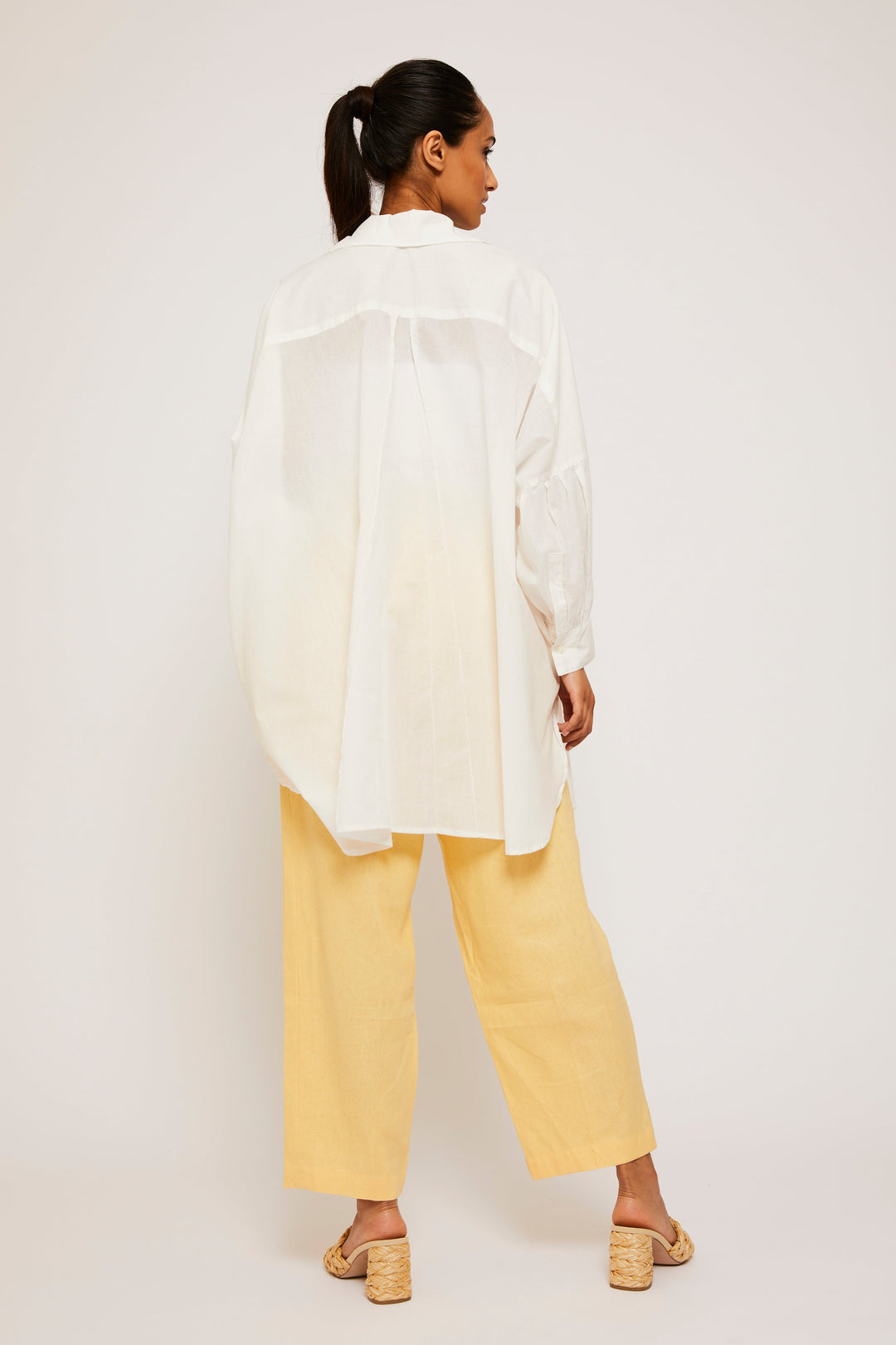 Sheer Cotton Smock Blouse - White