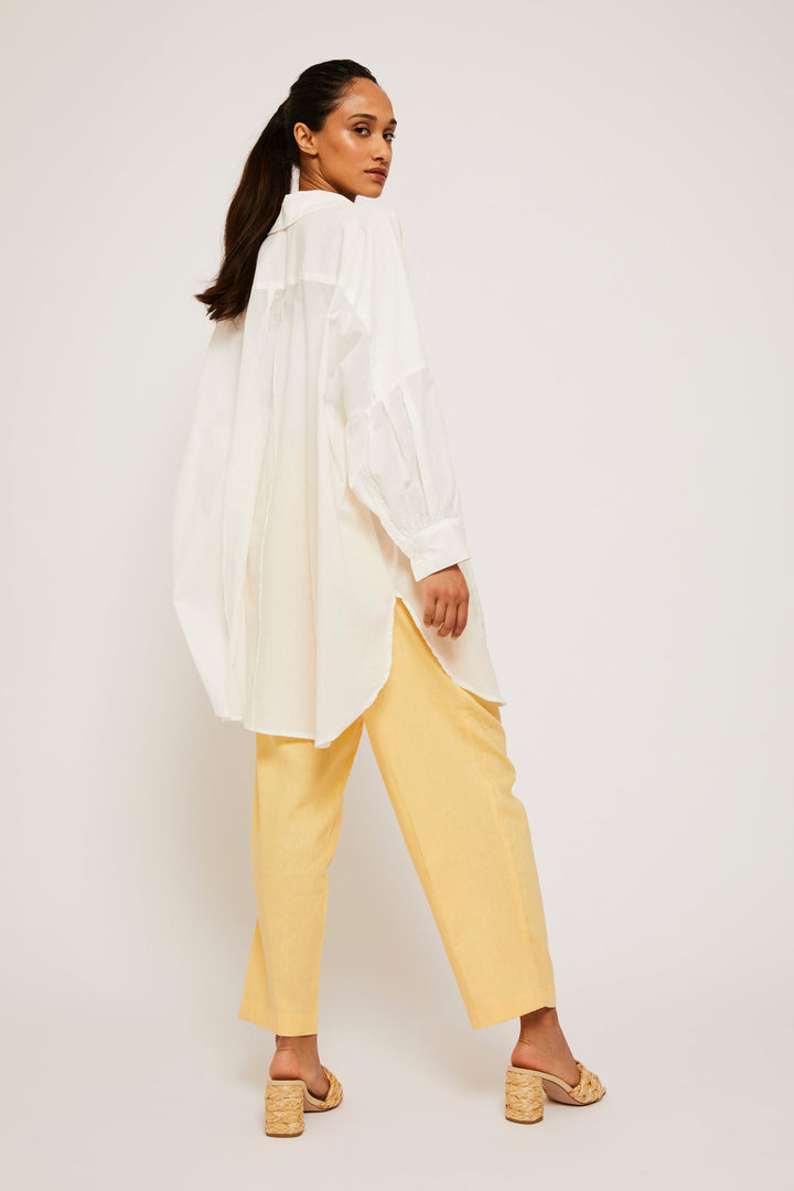 Sheer Cotton Smock Blouse - White