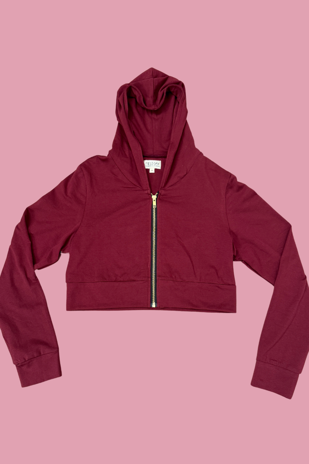 Cropped Hoodie In Merlot