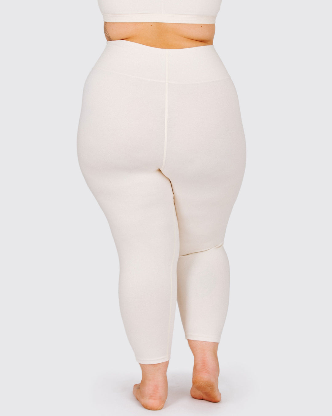 High Rise 3/4 Length Leggings Plain Vanilla