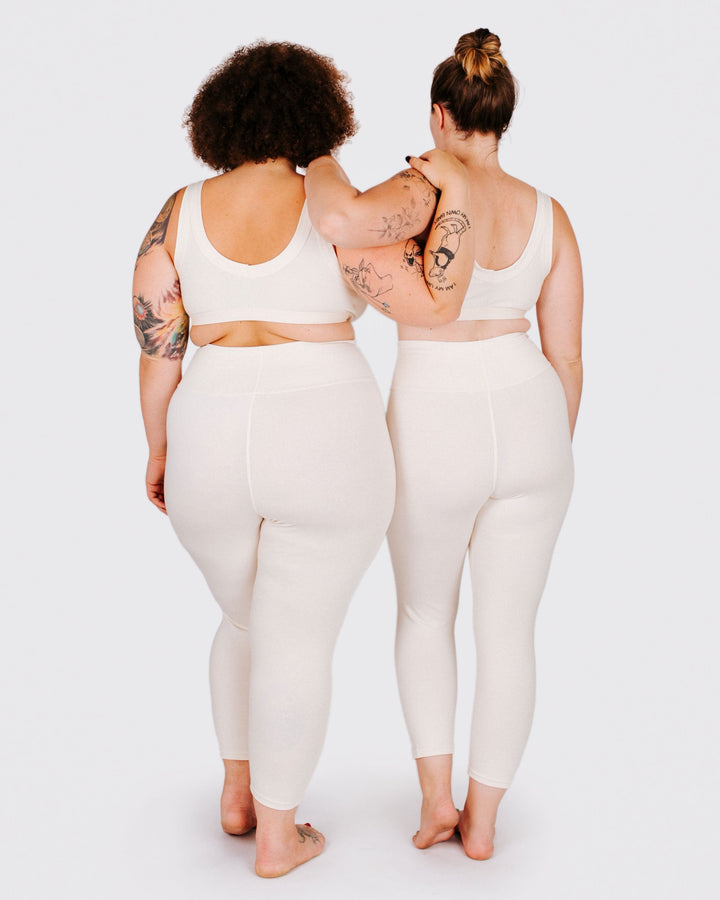 High Rise 3/4 Length Leggings Plain Vanilla