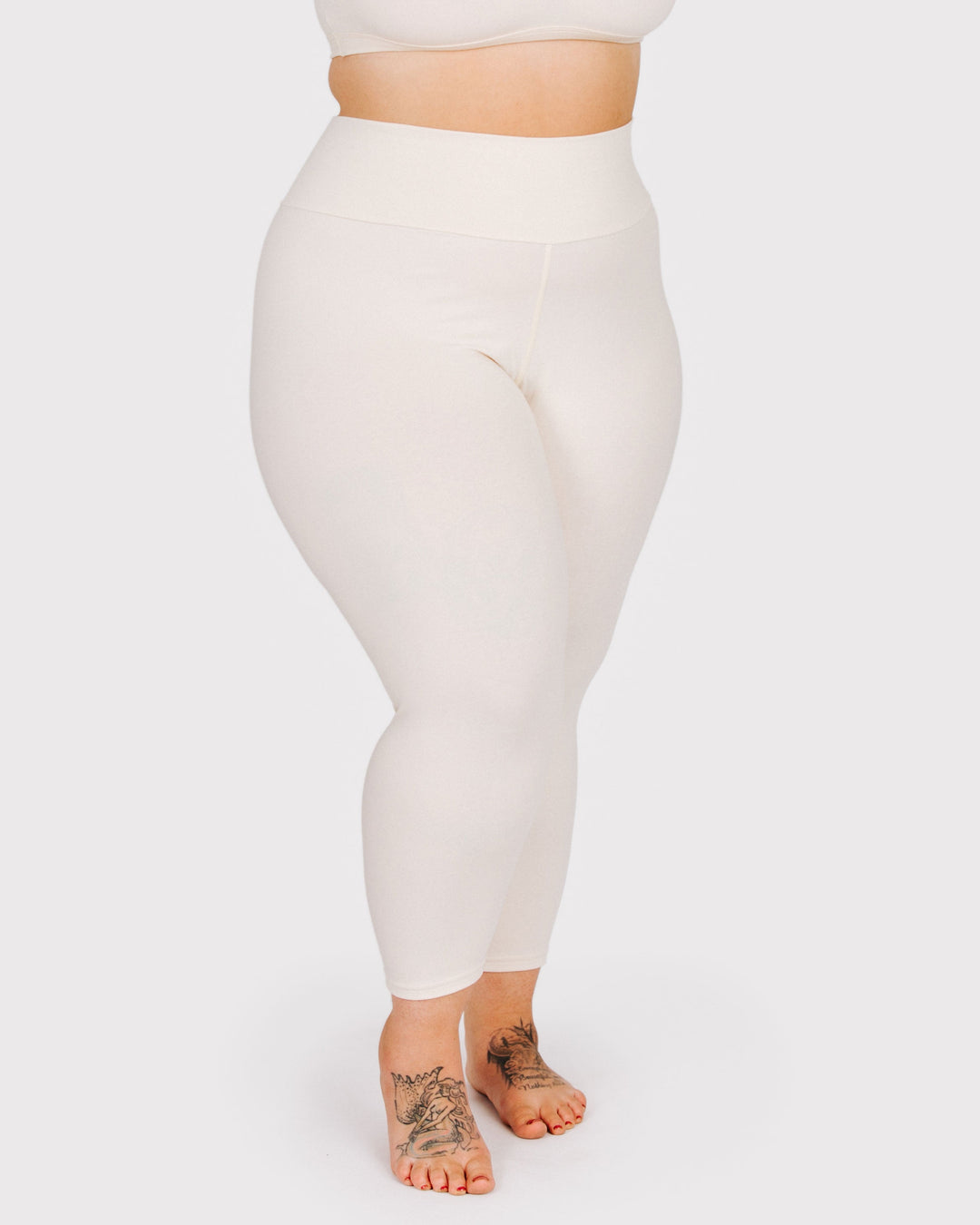 High Rise 3/4 Length Leggings Plain Vanilla