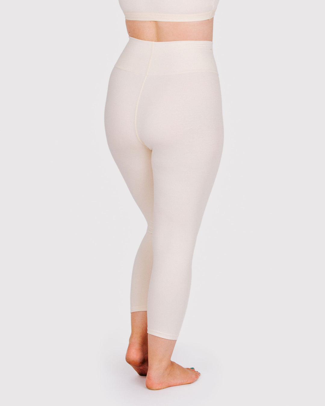 High Rise 3/4 Length Leggings Plain Vanilla