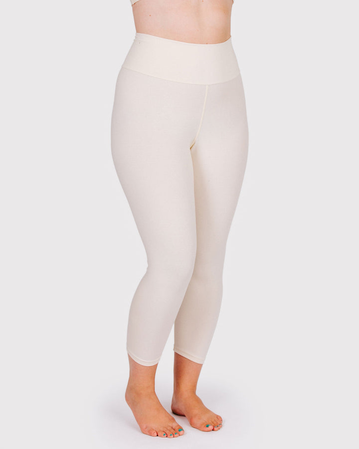 High Rise 3/4 Length Leggings Plain Vanilla