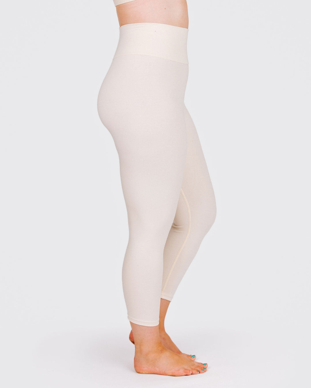 High Rise 3/4 Length Leggings Plain Vanilla