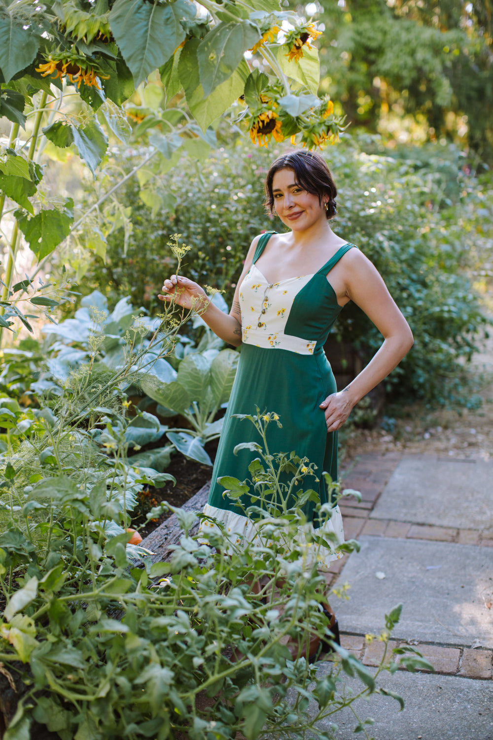 Gemma Dress in Green Poppy