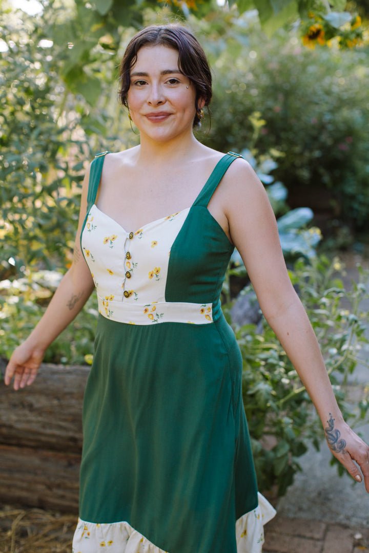 Gemma Dress in Green Poppy