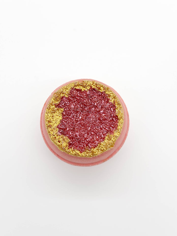 Fall 🍂Christmas 🎄Crystal Geode Bath Bomb -Ruby, Red + Gold