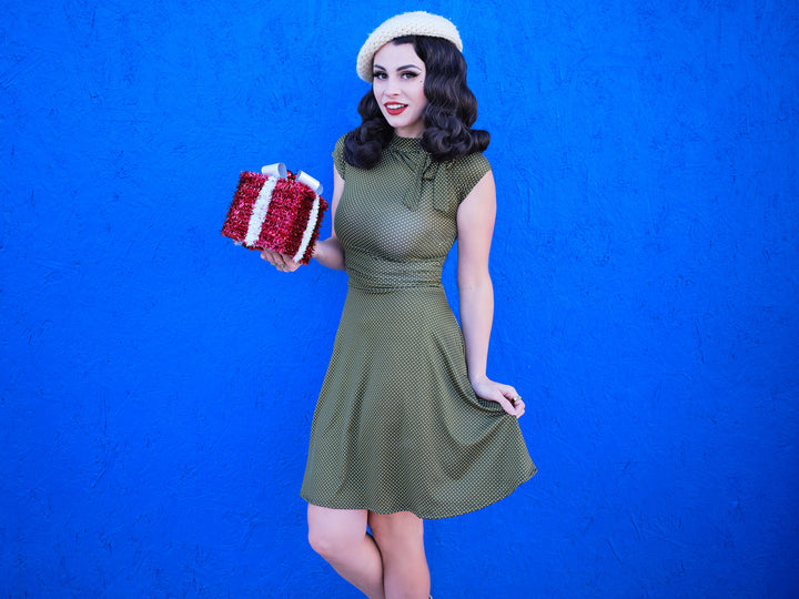 Olive Dot Bombshell Dress