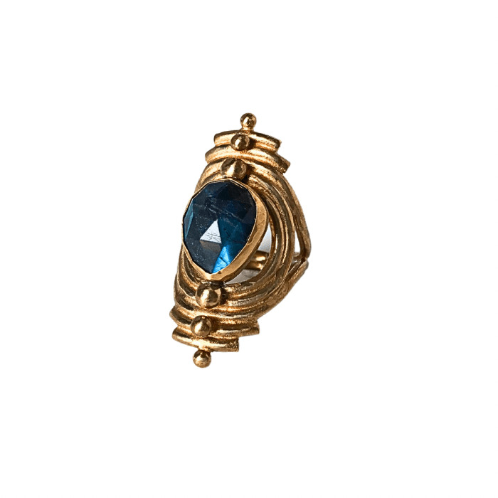 Faceted Labradorite Bronze Portal Ring- Size 6