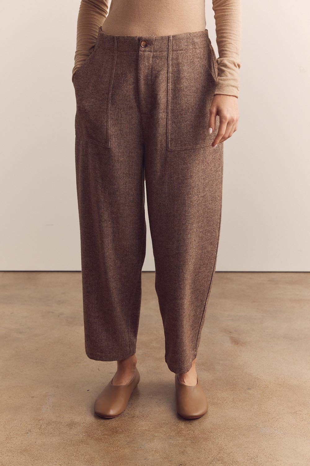 Wool Blend Herringbone Pants