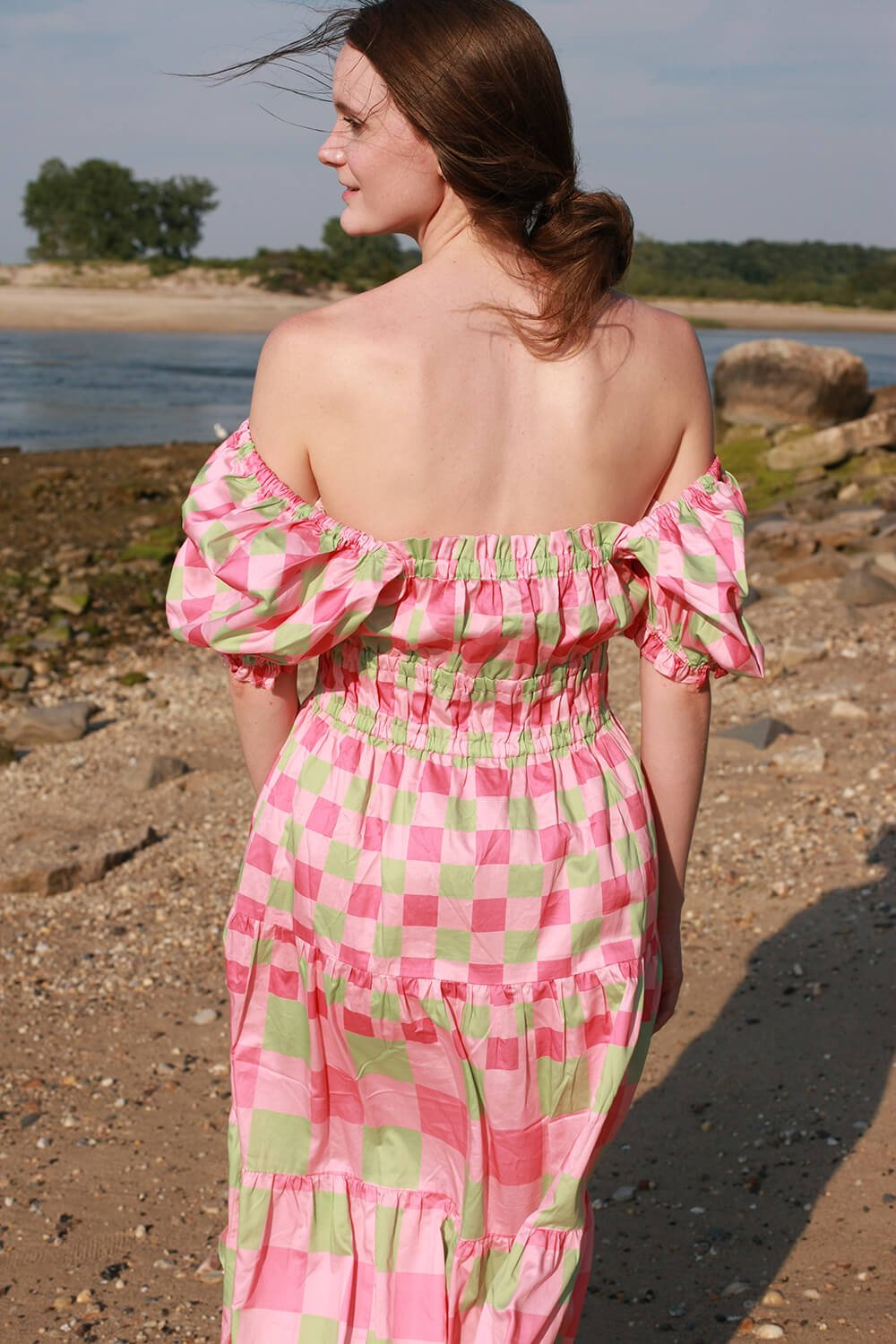 Watermelon Grid Midi Dress