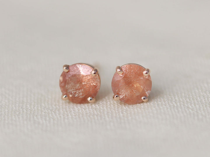 Oregon Sunstone Stud Earrings - 6mm Round