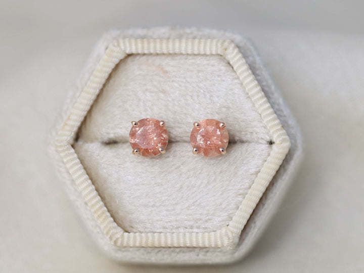 Oregon Sunstone Stud Earrings - 6mm Round