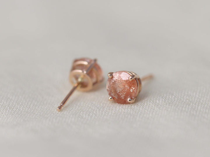 Oregon Sunstone Stud Earrings - 6mm Round