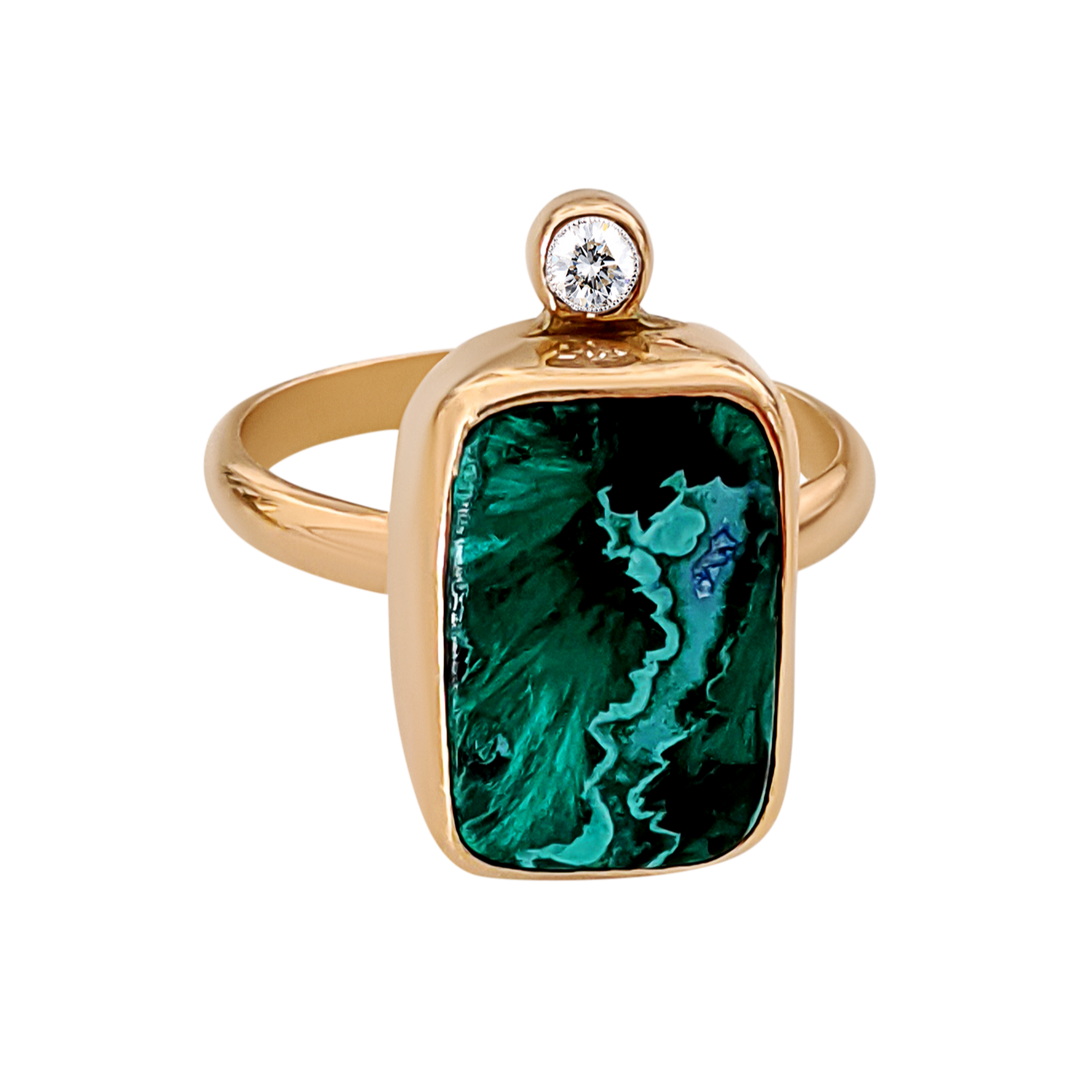 Malachite & Diamond Ring