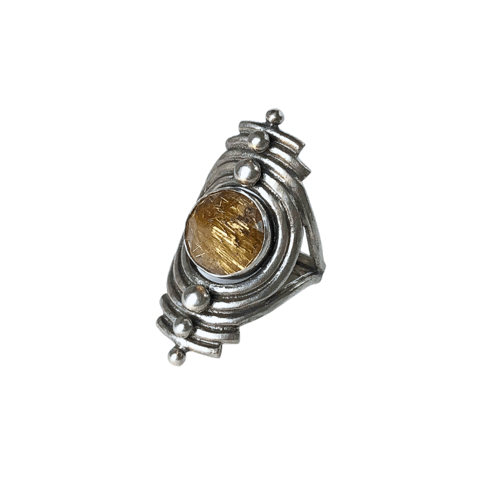 Rutilated Quartz Portal Ring- Size 8