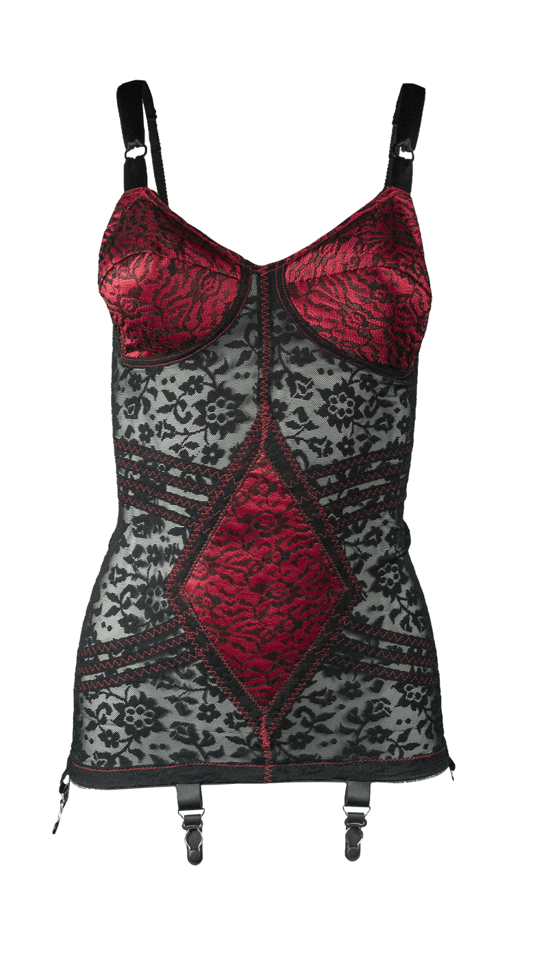 Style 9357, body briefer extra firm shaping - red/black