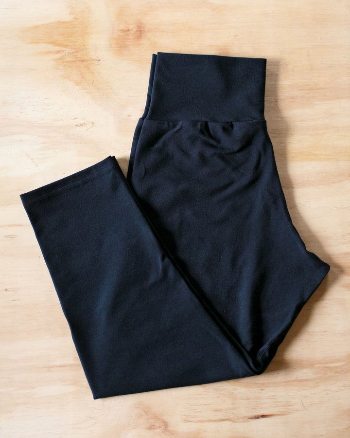 High Rise Ankle Leggings Plain Black