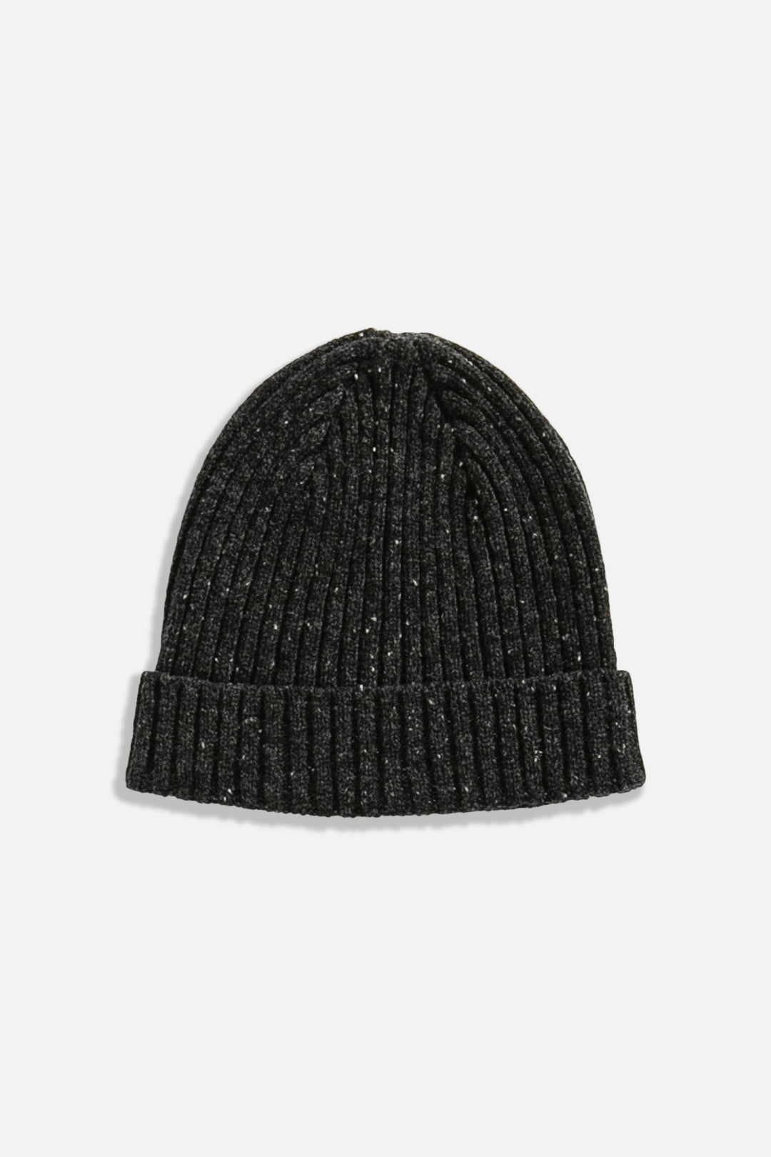 Chunky Ribbed Beanie / Black Donegal