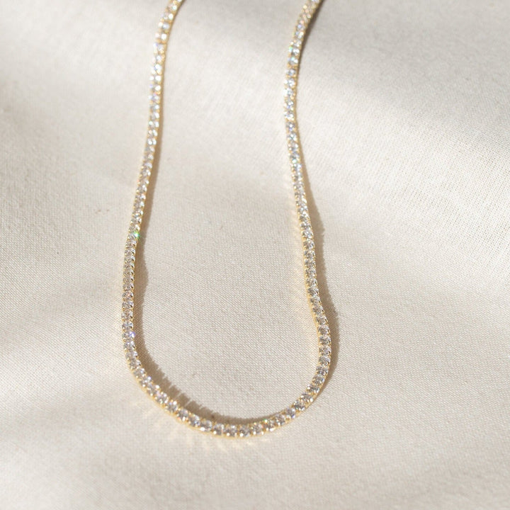 Aurora Thin Gold Tennis Necklace