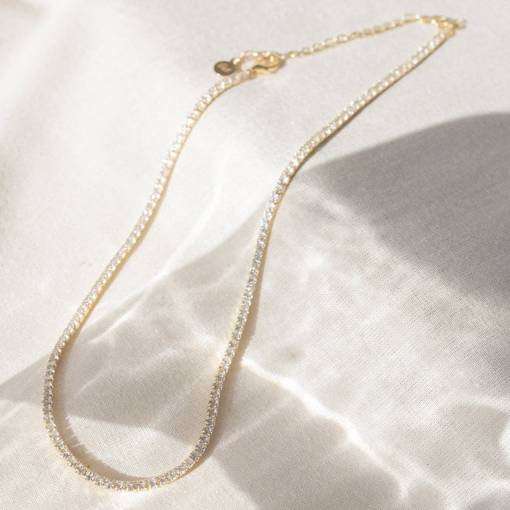 Aurora Thin Gold Tennis Necklace