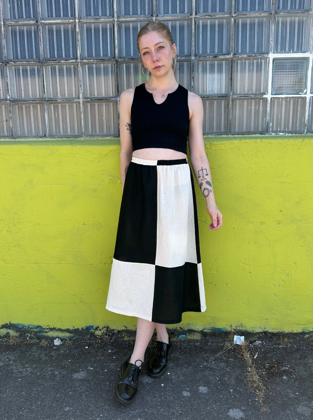 Quilted Charlie Skirt - B/W