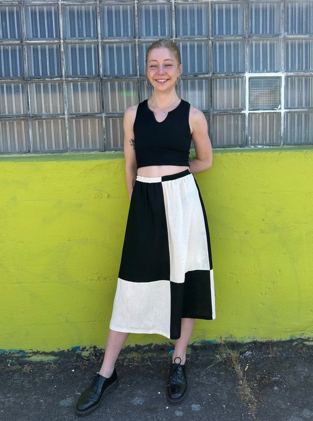 Quilted Charlie Skirt - B/W