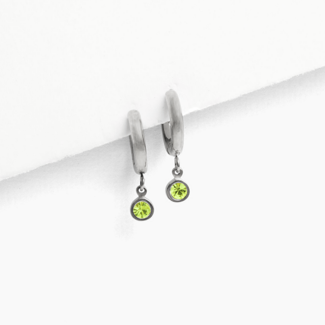 Birthstone Charm Hoop Earrings