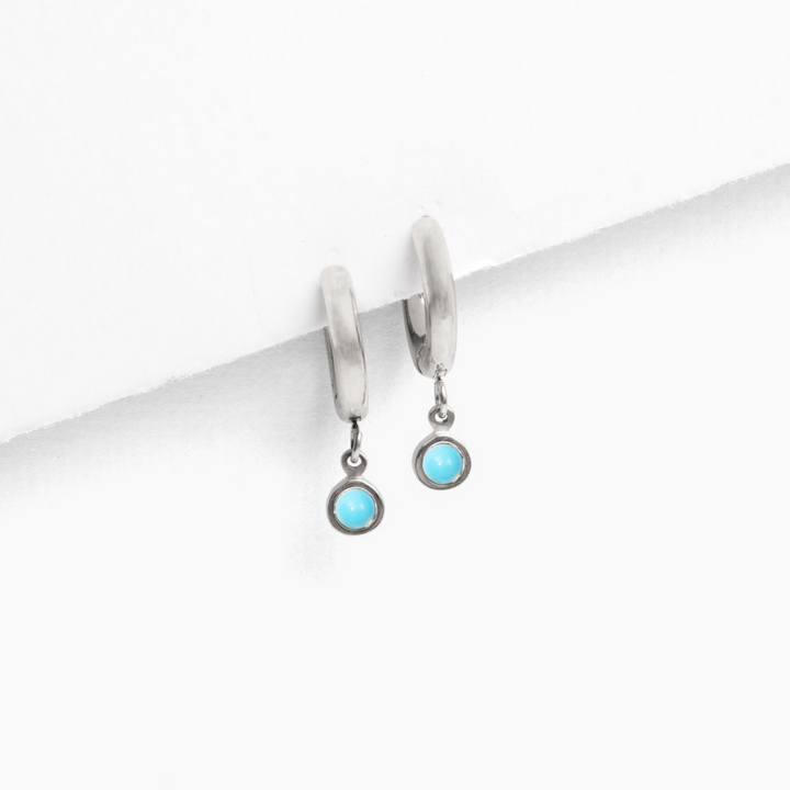 Birthstone Charm Hoop Earrings