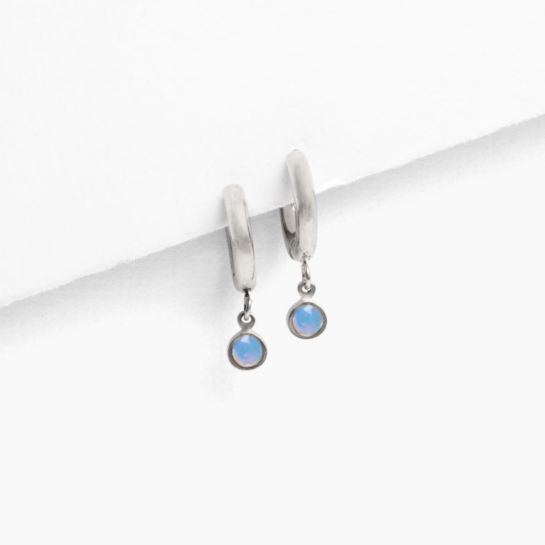 Birthstone Charm Hoop Earrings