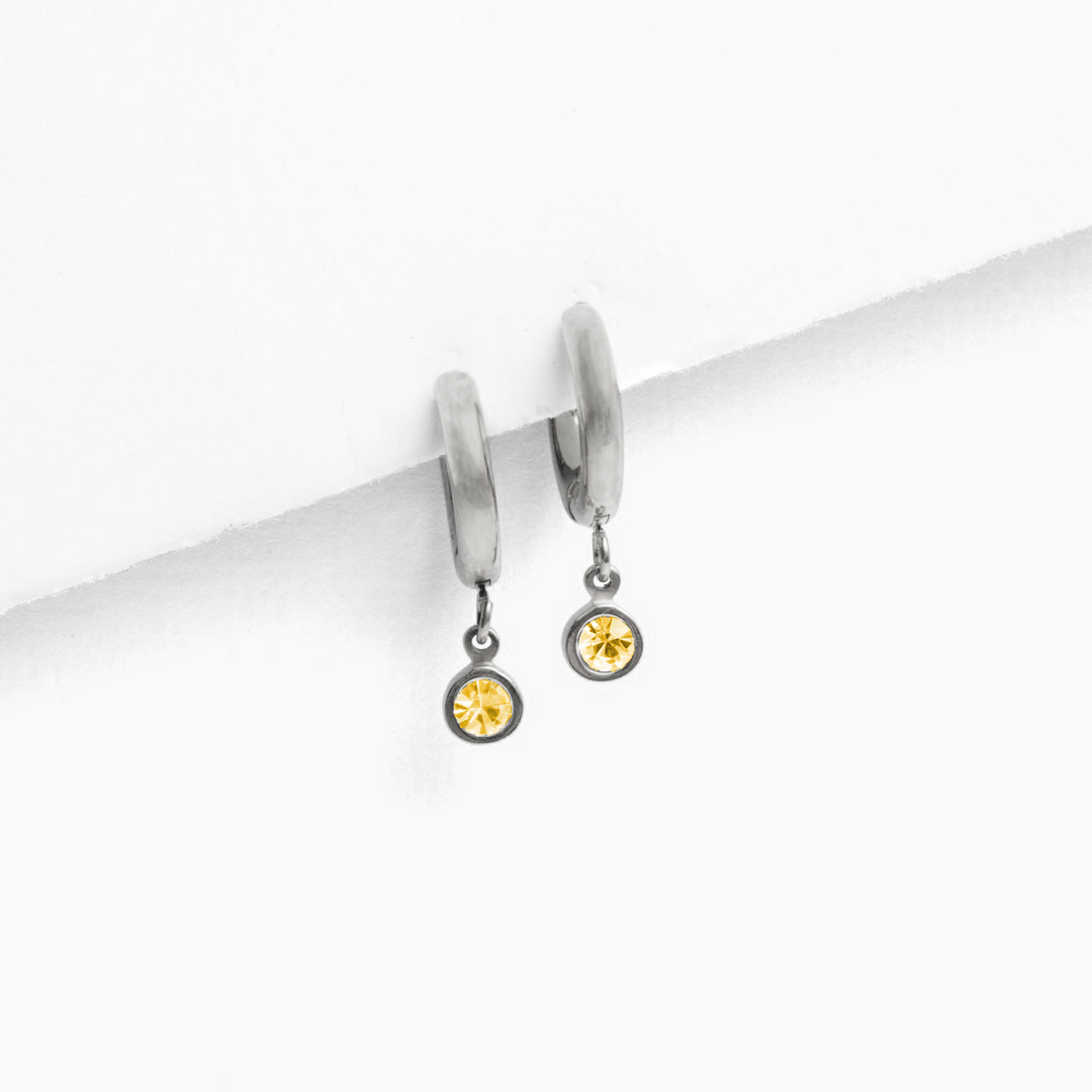 Birthstone Charm Hoop Earrings