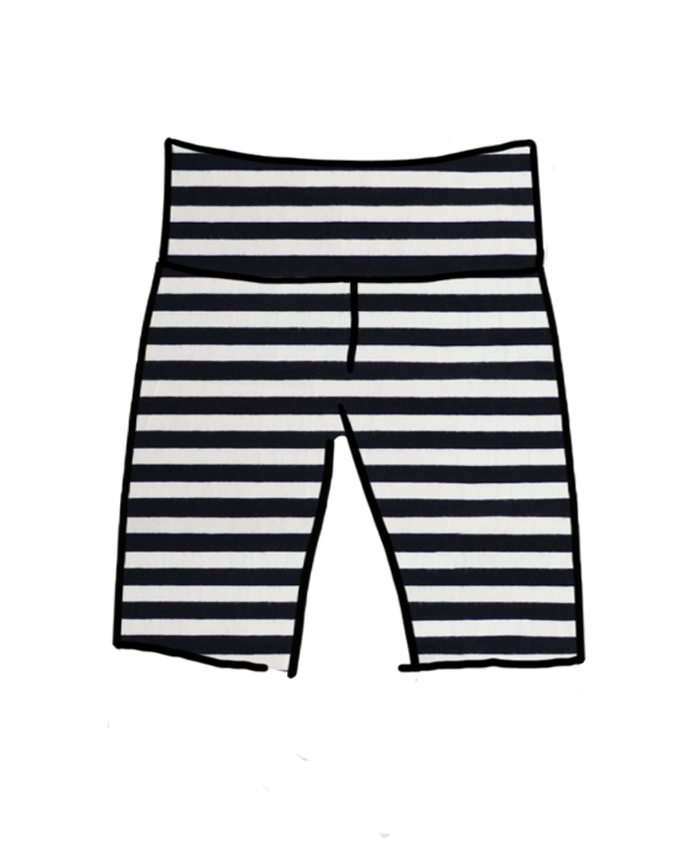 High Rise Bike Shorts Black and White Stripe