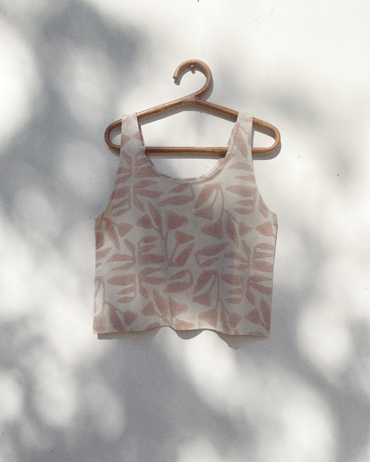 Botanical Block Print Cotton Tank Top