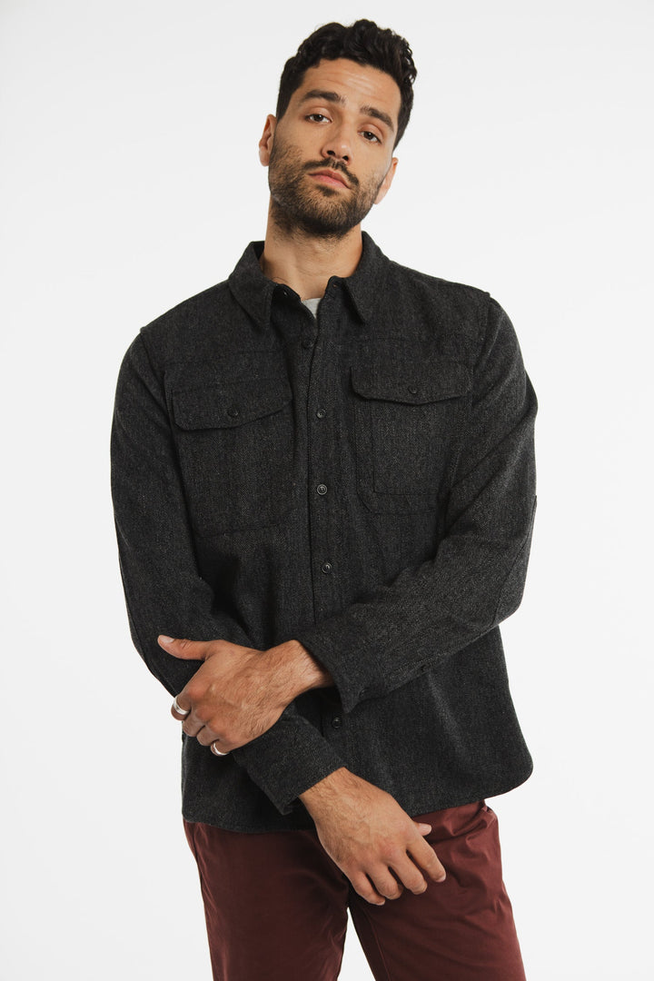 Fielding Overshirt / Charcoal Herringbone