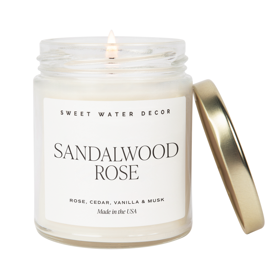 Sandalwood Rose Soy Candle - Clear Jar - 9 oz