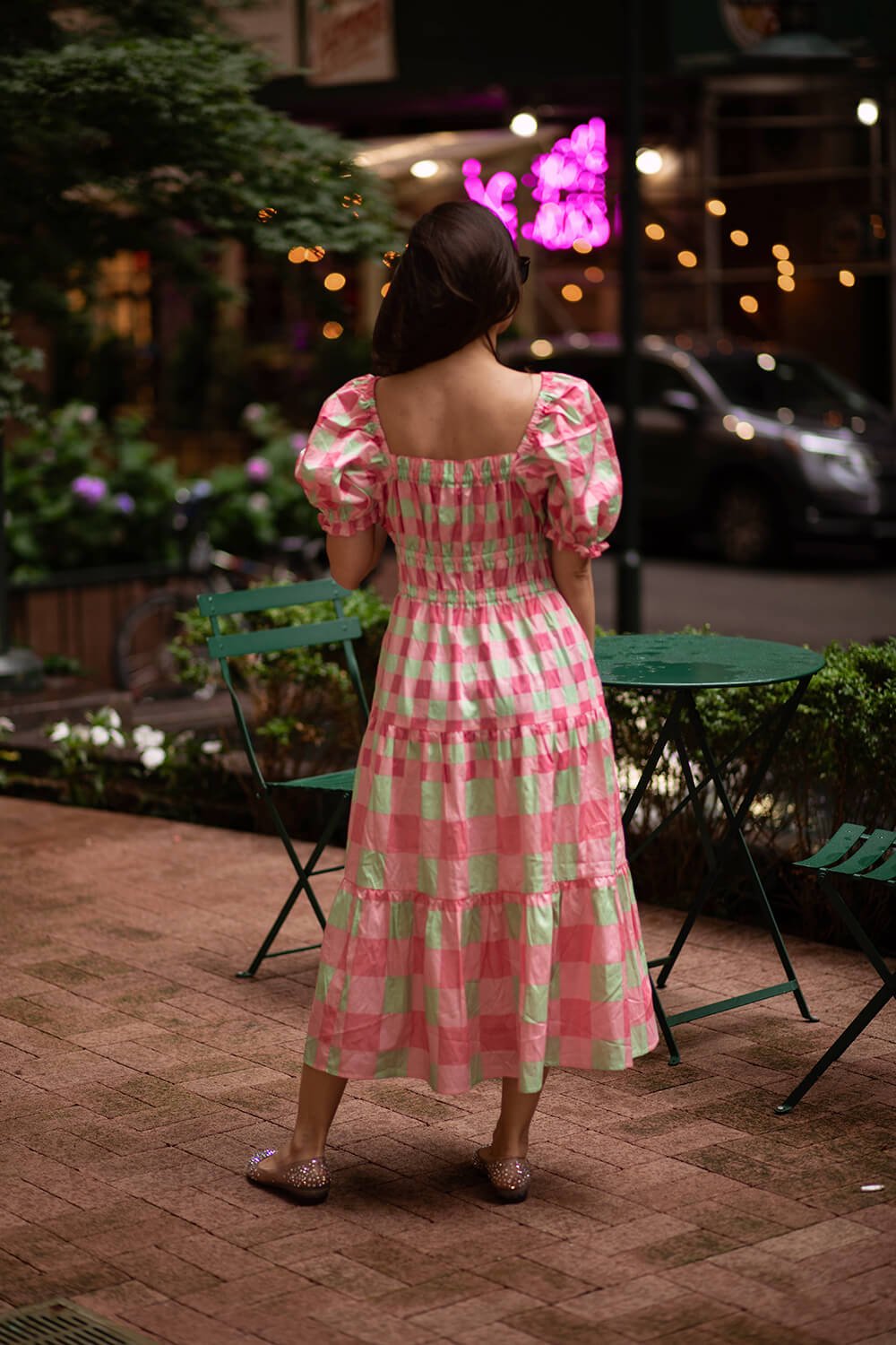 Watermelon Grid Midi Dress