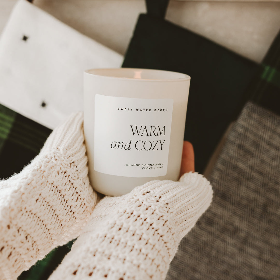 Warm and Cozy Soy Candle - Tan Matte Jar - 15 oz