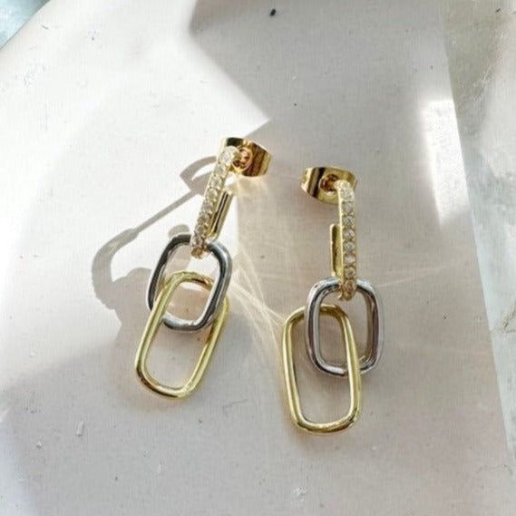 Two-Tone Crystal Hoops