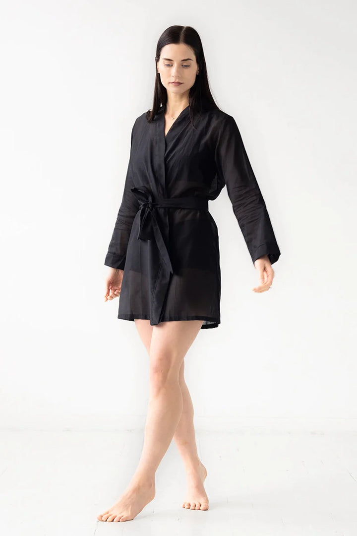 Classic Short Robe Cotton/Silk 33"