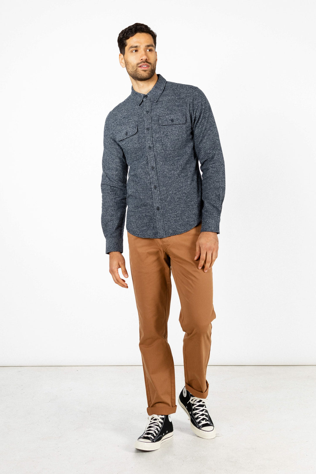 Cole Slim Shirt / Navy Melange